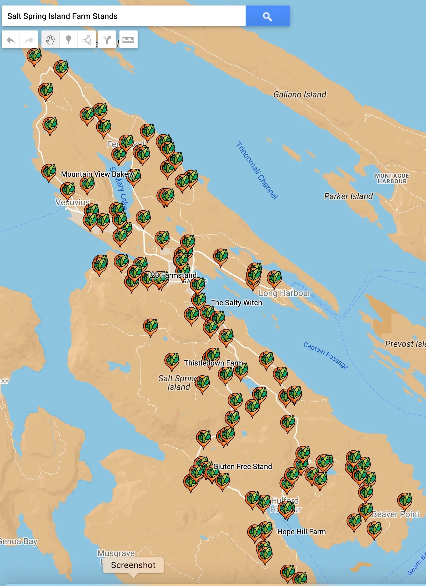 Salt Spring Island Farm Stand Map — click to open